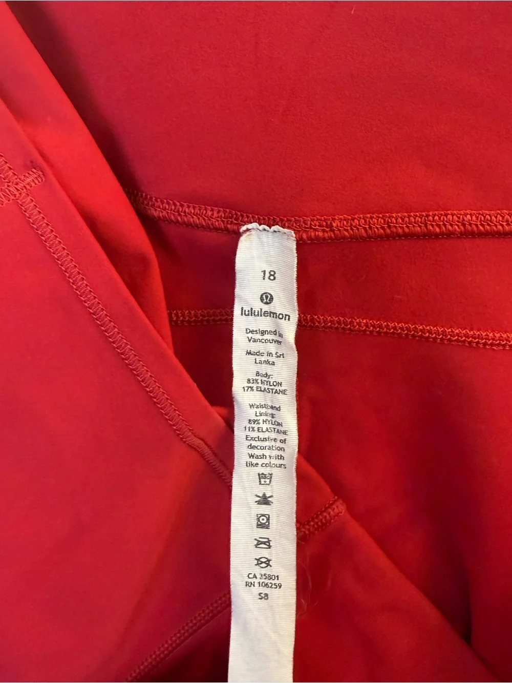 lululemon athletica Red High-Rise Fast and Free legging sz 18